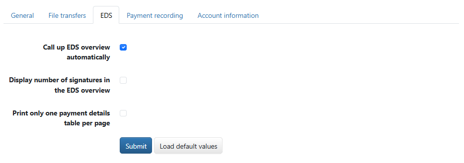 User preferences for the EDS